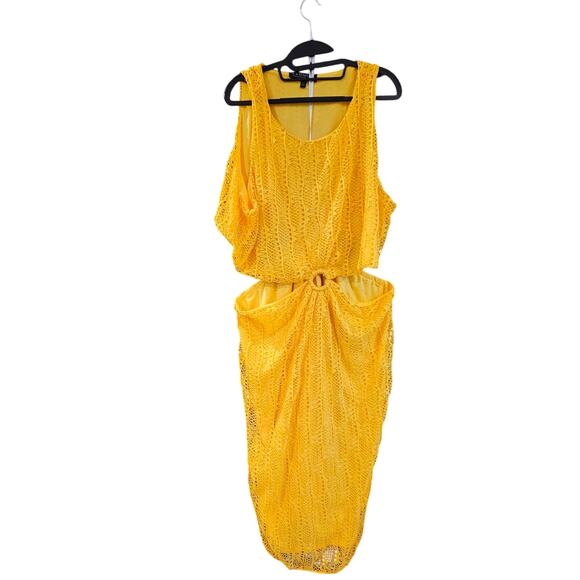 Eloquii Yellow Cutout Crochet Sleeveless Resort Midi Boho Dress Plus Size 26 - Picture 2 of 8